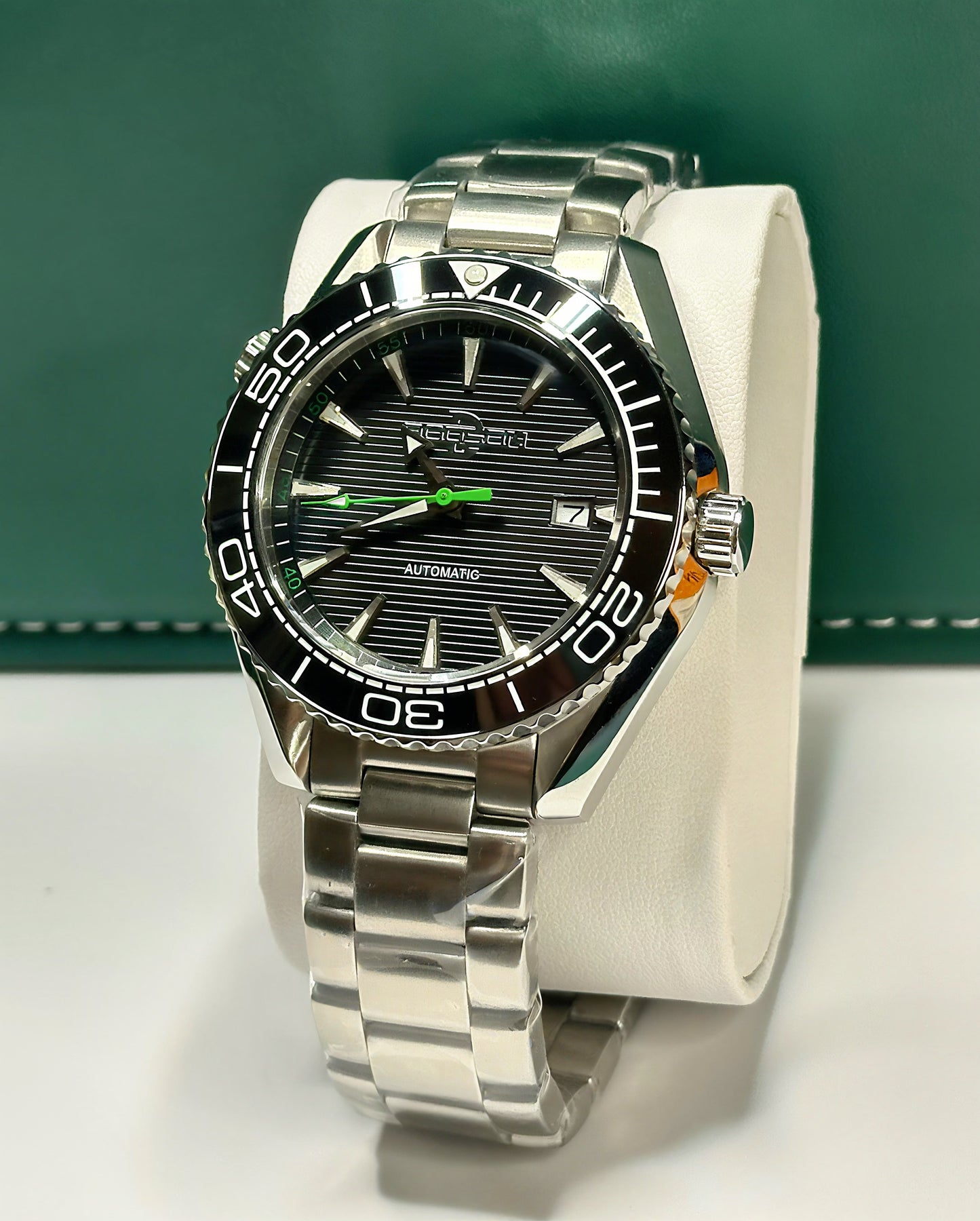 43.5mm .Planet Ocean Automatic Homage Watch- Black Bezel Black Dial